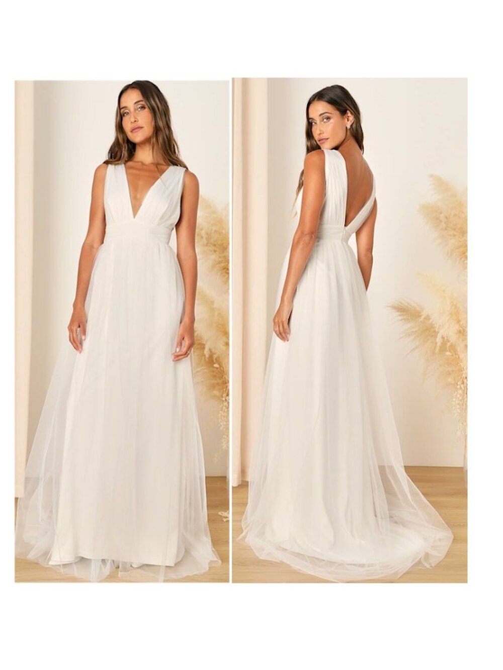 Lulu's Heavenly Hues White Tulle Sleeveless Bridal Maxi Dress Size 1X New NWT